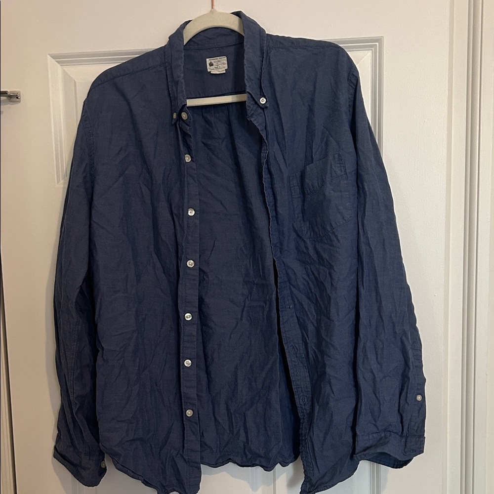 J. Crew Men's Casual Blue Button-Down Shirt